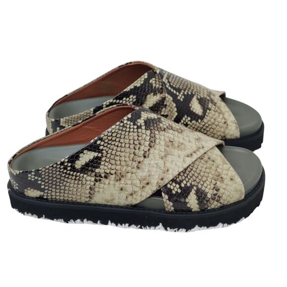 New leather Ganni Snakeskin slide sz 37 / 6.5 - Picture 1 of 11
